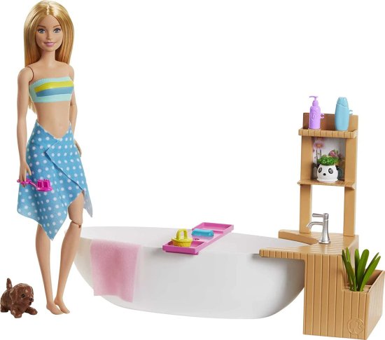 Barbie バービーフィジーバスドール＆プレイセット、ブロンド、浴槽、炭酸パウダー、子犬など、3-7歳の子供へのギフト｜ワールドセレクトショップ 9,052円