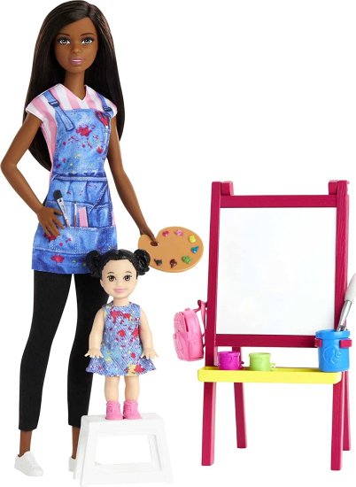 Barbie ブルネット人形、幼児人形、おもちゃアートピースでバービーアートの先生プレイセット