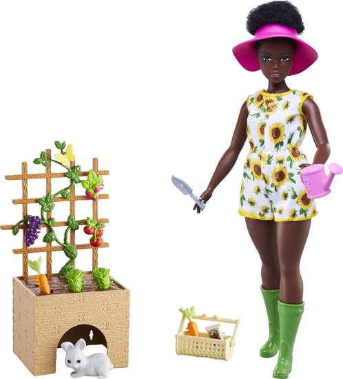 Barbie バービー人形とガーデニングプレイセット人形（ブルネットの11.5、曲線）、ペットバニー、プラグアンドプレイの産物と庭のアクセサリーを備えた格子、3｜ワールドセレクトショップ