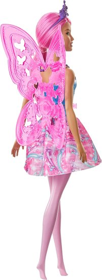 Barbieバービードリームトピアフェアリードール、12インチ、ピンクとブルーの宝石のテーマ、ピンクの髪と翼、3-7歳の贈り物、マルチ