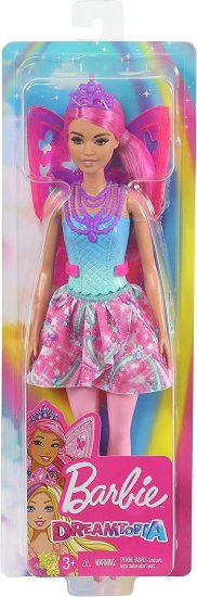 Barbieバービードリームトピアフェアリードール、12インチ、ピンクとブルーの宝石のテーマ、ピンクの髪と翼、3-7歳の贈り物、マルチ