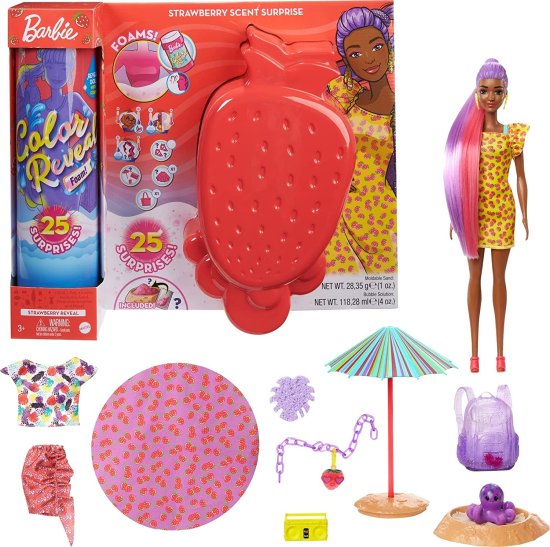 Barbie バービーの色が泡を明らかにします! 25の驚きを持つ人形&ペットの友人:香りの泡、衣装、髪の延長、子供のブレスレット、砂に隠された魅力。日当たり