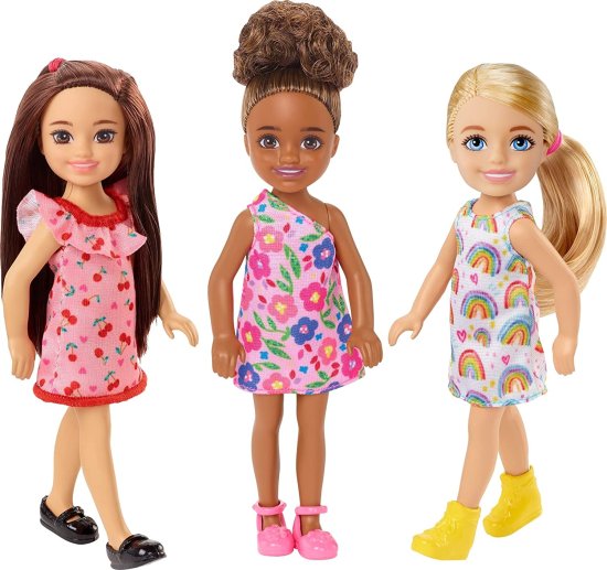 Barbie バービーチェルシードール3パック、3チェルシー人形ドレスと靴を履いて、3歳の子供向けのおもちゃ