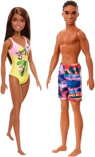 Barbie バービー＆ケンビーチ人形のバンドルには、各バービー人形と各ケン人形1個が含まれています - 暗い肌