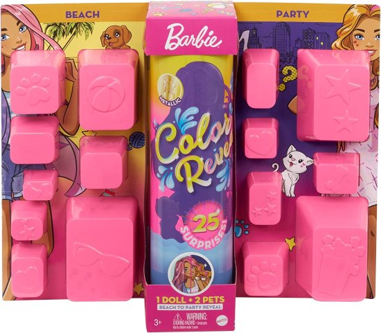 Barbie バービーカラーは、2つのペットと日夜の変身を含む25の驚きで人形セットを明らかにしました。水は金属人形の外観を明らかにします
