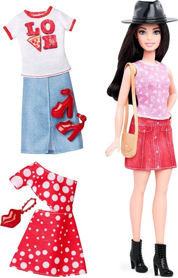 Barbie バービーファッショニスタプチダークヘアのバービー人形2つの追加の衣装