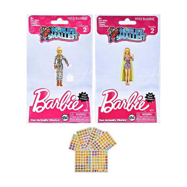 Barbie 世界最小のバービーシリーズ2バンドルセット2?1965宇宙飛行士-1992完全に髪と絵文字ステッカーセット