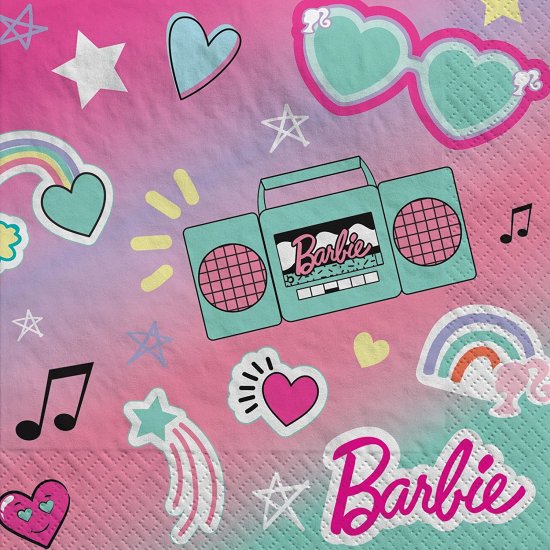 BarbieJazzleAmscanバービーDreamtogetherBirthdayPartyTablewareKitNapkins、Plates、TablecoverBundle、16人のゲスト