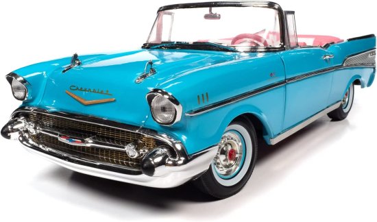 Barbie オートワールドバービー1957シボレーベルエアコンバーチブル（アクアブルー）1:18スケールディーキャスト