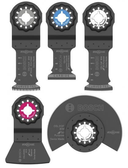 BOSCH OSL005C スターロック振動マルチツール 5ピースセット ブレードセット 金属、木材、その他の汎用素材の混合用途向け ケース付き