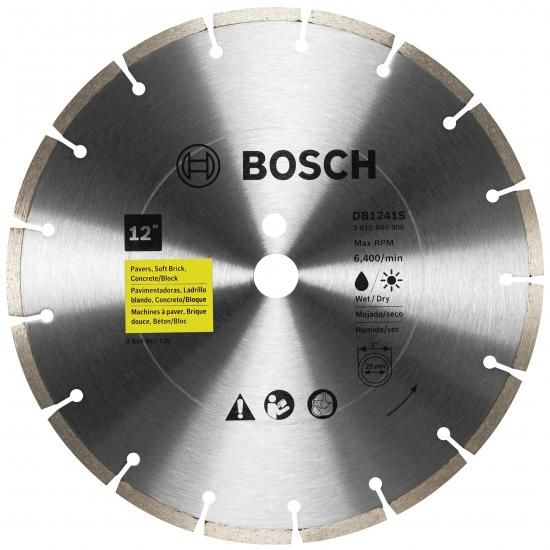 BOSCH DB1241S 12in標準尺度セグメントリムダイヤモンドブレード（1インチアーバー付き添い人）舗装材、軟らかさレンガ、混凝土/立ちはだかるの情の籠もった/素っ気ないカッ 花・ガーデン・DIY-その他-DIY・工具
