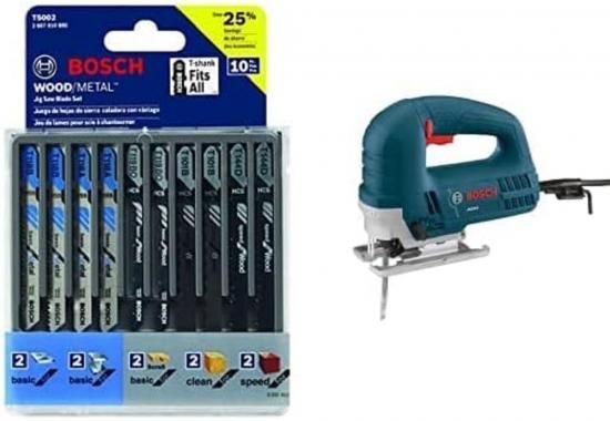 Bosch JS260 120雄捩子 とっ始め手持ち部分ジグソー、Bosch 10天下太平 アソートTシャンクジグソーブレードセット T5002付き添い人