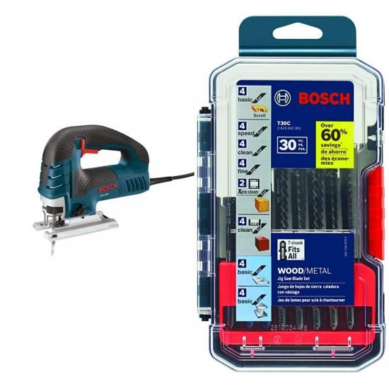 Bosch Power Tools ジグソー - JS470E 吊りひも式とっ始め手持ち部分ジグソー - 120V 低振りまわす、7.0アンペア変数迅速さ、Tシャンクジグソーブレードセット T30C、30ピ DIY・工具-その他