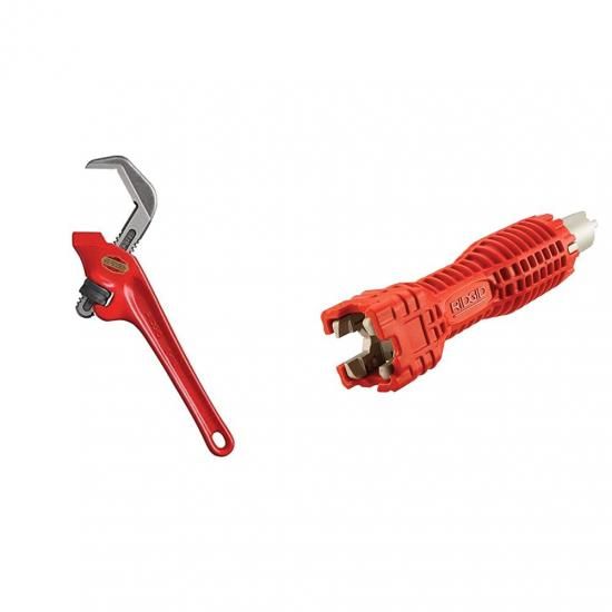 RIDGID 31305 模範例 E-110 9.5inオフセット六角ジョーパイプレンチ（赤）、亜米利加製 \u0026 57003 EZうつり変わり配管工事鍵 水道の栓打っ付け・取りはらい物の具 花・ガーデン・DIY-その他