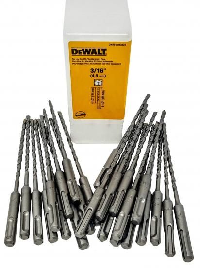 (25個容器に並べる) Dewalt DWAF5403B25 DWAF5403 3/16in x 6-1/2in SDS ロータリーハンマービット