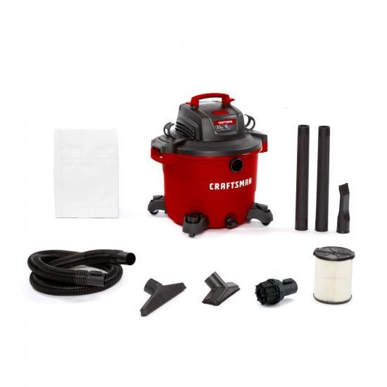 CRAFTSMAN CMXEVBE18695 16ガロン 6.5ピークHP ウェット＆ドライ掃除機、フィルター、マフラー/ディフューザー、ダストバッグ、ホース、アタッチメント付き
