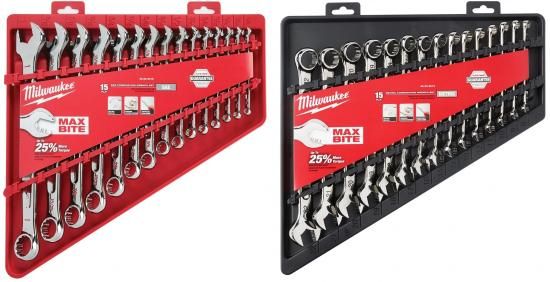 Milwaukee ミルウォーキー コンビネーションレンチセット バンドル - 2点 - メートル法 (8mm-22mm) SAE (1/4\