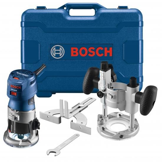 Bosch GKF125CEPK 1.25 HP（最大）可変速パームルーターコンビネーションキット、ブルー