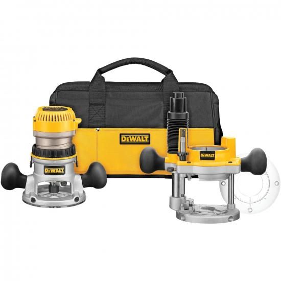 DEWALT ルーター、固定およびプランジベースキット、ソフトスタート、12アンペア、24,000 RPM、可変速度トリガー、有線 (DW618PKB)