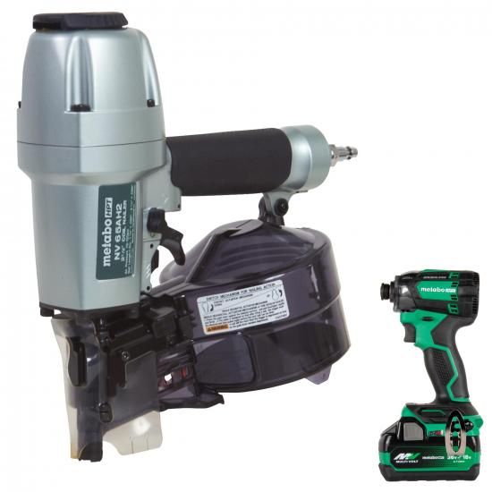 Metabo HPT 空気圧式サイディングネイラー + 18V 差しひびき１番ウッド プロバンドルキット、2-1/2inコイルサイディングネイラー、賞与金18Vトリプル