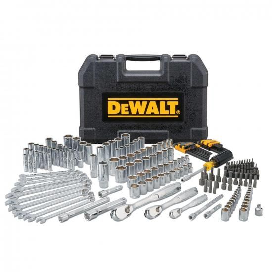 DEWALT メカニックツールセット、1/4インチ、3/8インチ、1/2インチドライブ、SAE/メートル法、205ピース (DWMT81534)