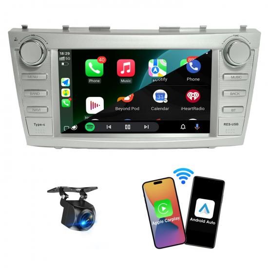 トヨタカムリ 2006-2011 用 4GB+64GB カーラジオ、ワイヤレス Carplay/Android Auto、AM/FM、Android 13 カムリラジオ、AHD バックアップカメラ、Type-c PD