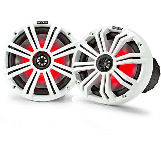 Kicker 8インチ ホワイト マリン LED スピーカー - OEM 交換用スピーカー 1ペア