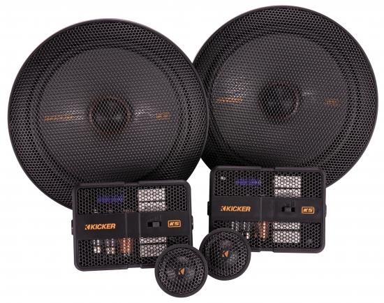 KICKER 51KSS6704 コンポーネントスピーカーシステム、2ウェイ設計、6.75インチウーファー2台、1インチツイーター2台、外部12dBクロスオーバー2台、125ワッ