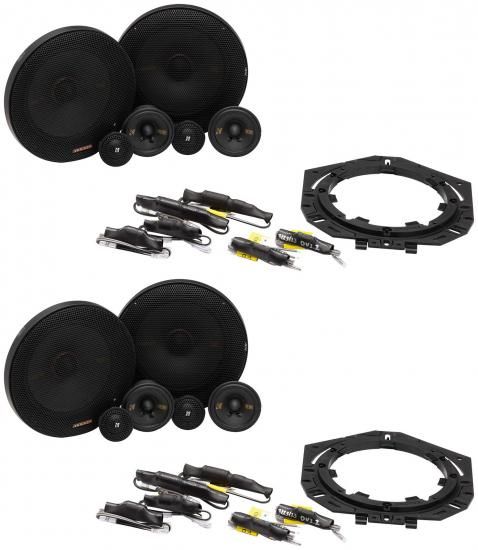 オーディオセービングバンドル: (4) Kicker 51KSS365 6.5インチ + 2.75インチ 3ウェイカーオーディオコンポーネントスピーカー、1インチツイーター付き (ア｜ワールドセレクトショップ