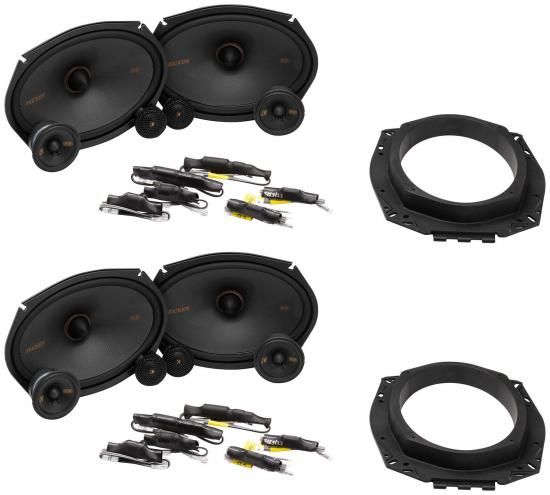 オーディオセービングバンドル: (4) Kicker 51KSS369 6x9 + 2.75インチ 3ウェイ カーオーディオコンポーネントスピーカー (1インチツイーター付き) (アイテ｜ワールドセレクトショップ