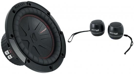 オーディオセービングバンドル: (1) Kicker 48CWR84 CompR 600ワット 8インチサブウーファー DVC 4オーム カーオーディオサブ CWR8-4 バンドル (2) Rockvill