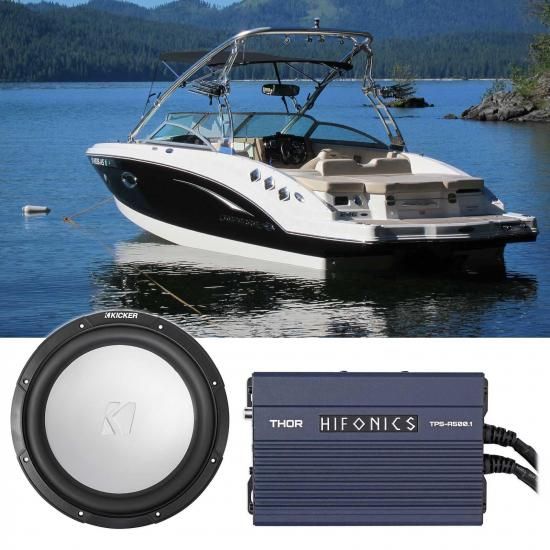 Audiosavings バンドル (1) Kicker 45KM102 10インチ 350W ピーク/175W RMS マリンボートサブウーファー SVC Sub KM10 バンドル (1) Hifonics TPS-A500.1 モ