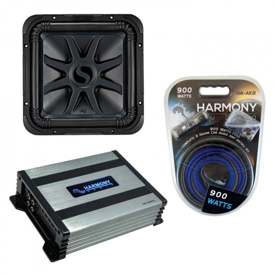 Harmony Audio Kicker L7S12 カーオーディオ Solo-Baric 12 サブウーファー スクエア L7 Sub 44L7S124 バンドル Harmony HA-A400.1 アンプ & アンプキット付