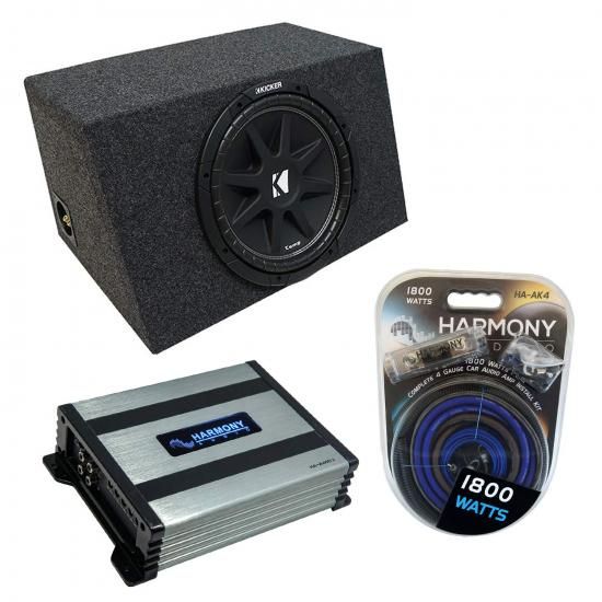 Harmony Audio ユニバーサルカーステレオ ハッチバック 密閉型シングル 10インチ Kicker バンドル Comp C10 サブボックスエンクロージャ & Harmony HA-A400.