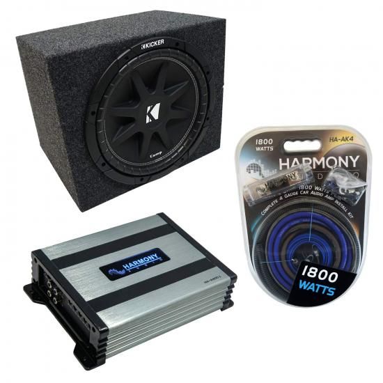 Harmony Audio ユニバーサルカーステレオ リアファイアー 密閉型シングル 10インチ Kicker バンドル Comp C10 サブボックスエンクロージャー & Harmony HA-A