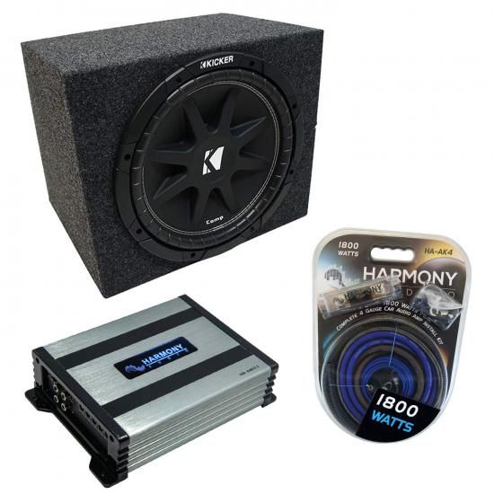 Harmony Audio ユニバーサルカーステレオ リアファイアー 密閉型シングル 12インチ Kicker バンドル Comp C12 サブボックスエンクロージャー & Harmony HA-A
