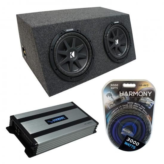 Harmony Audio ユニバーサルカーステレオ ハッチバック 密閉型デュアル 12インチ Kicker バンドル Comp C12 サブボックスエンクロージャ & Harmony HA-A800.
