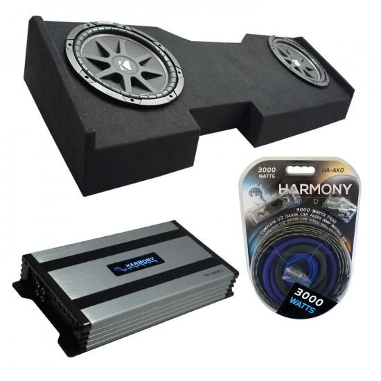 Harmony Audio 2014-2018 GMC Sierra クルーキャブ対応 Kicker バンドル Comp C12 デュアル 12インチ サブボックス Harmony HA-A800.1 アンプ