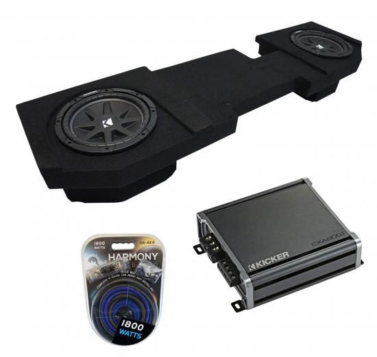Harmony Audio 2002-2018 Dodge Ram QuadまたはCrew Kicker Bundle Comp C10 デュアル10インチサブボックス CXA800.1 アンプ対応