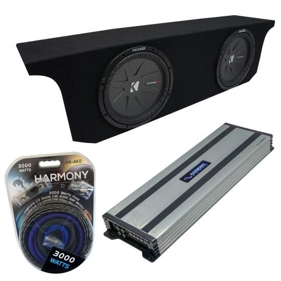 Harmony Audio 2007-2018 Jeep Wrangler JK Unlimited Kicker Bundle CompR CWR12 デュアル 12インチ サブボックスエンクロージャ & Harmony HA-A1500.1 ア｜ワールドセレクトショップ