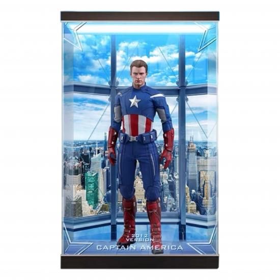 専用 フィギュアケース HOT TOYS キャプテン・アメリカ 2012Ver. LED アクリル ショーケース (上下照明)
