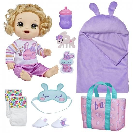 Baby alive ベビーアライブ 赤ちゃん 人形 バニー スリープオーバー ベビードール、就寝テーマの12インチドール、寝袋とバニーテーマのドールアクセサリー、
