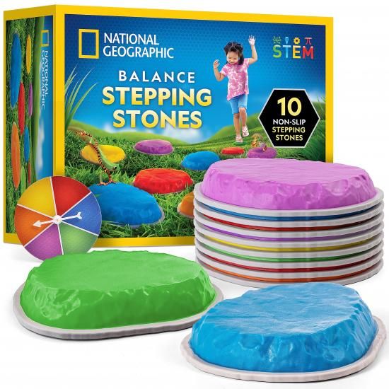 National Geographic ナショナルジオグラフィック お子さん用ステッピングストーン - 思わしいで滑りにくい石ころが赤ちゃんの平衡にする感覚的な経験と運動すること電気容量を育みます。室内 その他-知育玩具・学習玩具