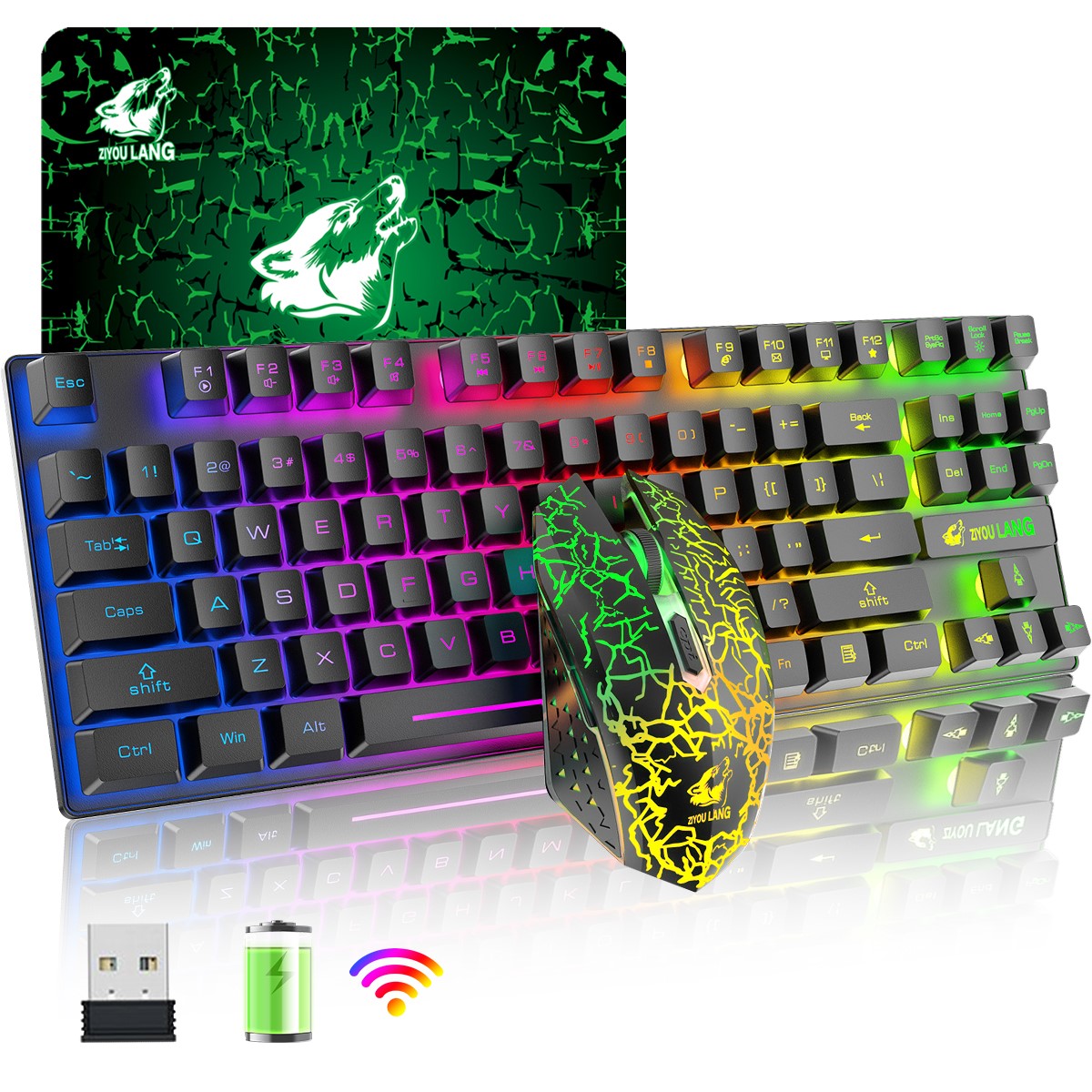 楽天市場】【送料無料】ゲーミングキーボードマウスセット、リンボー 