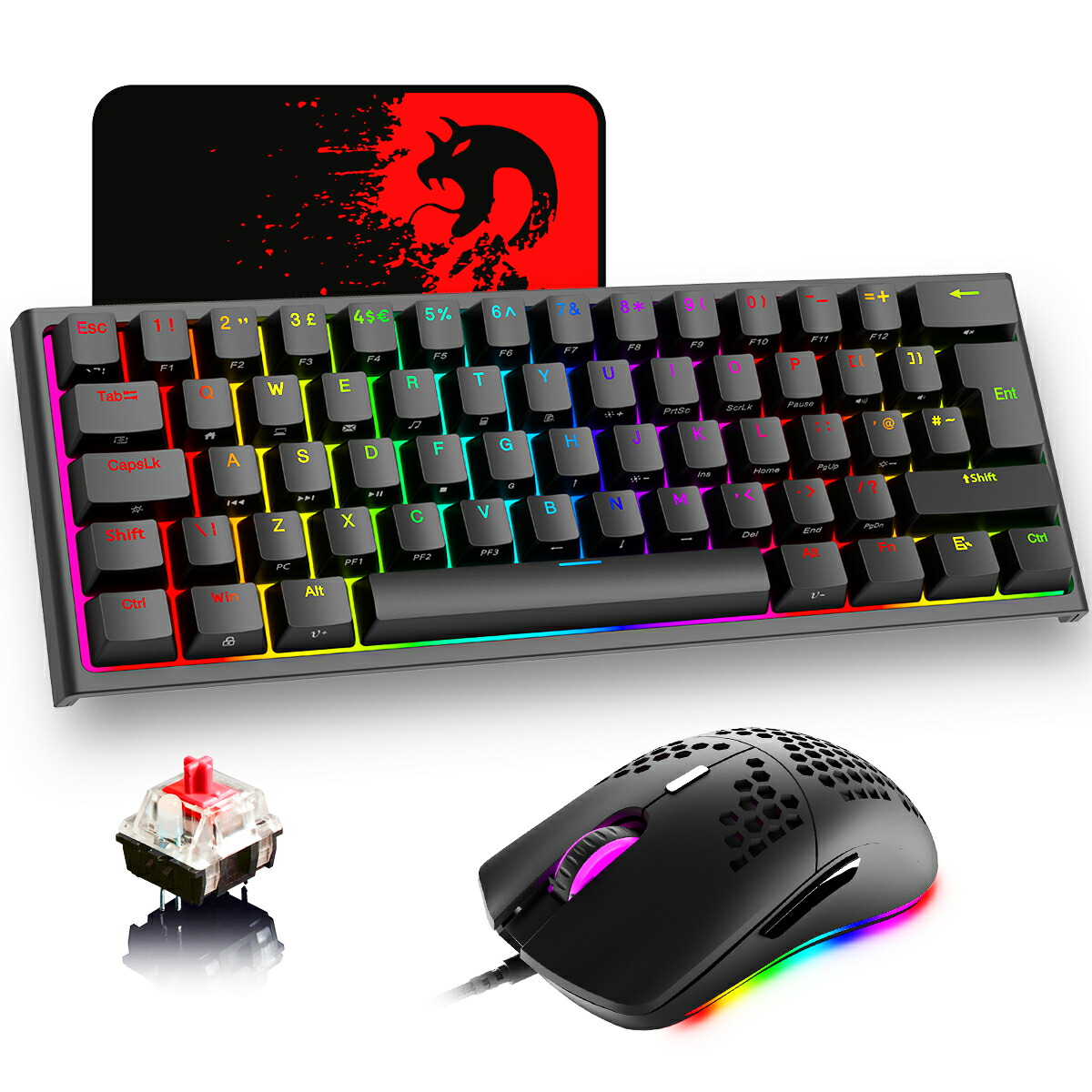 楽天市場】【送料無料】ゲーミングキーボードマウスセット、リンボー