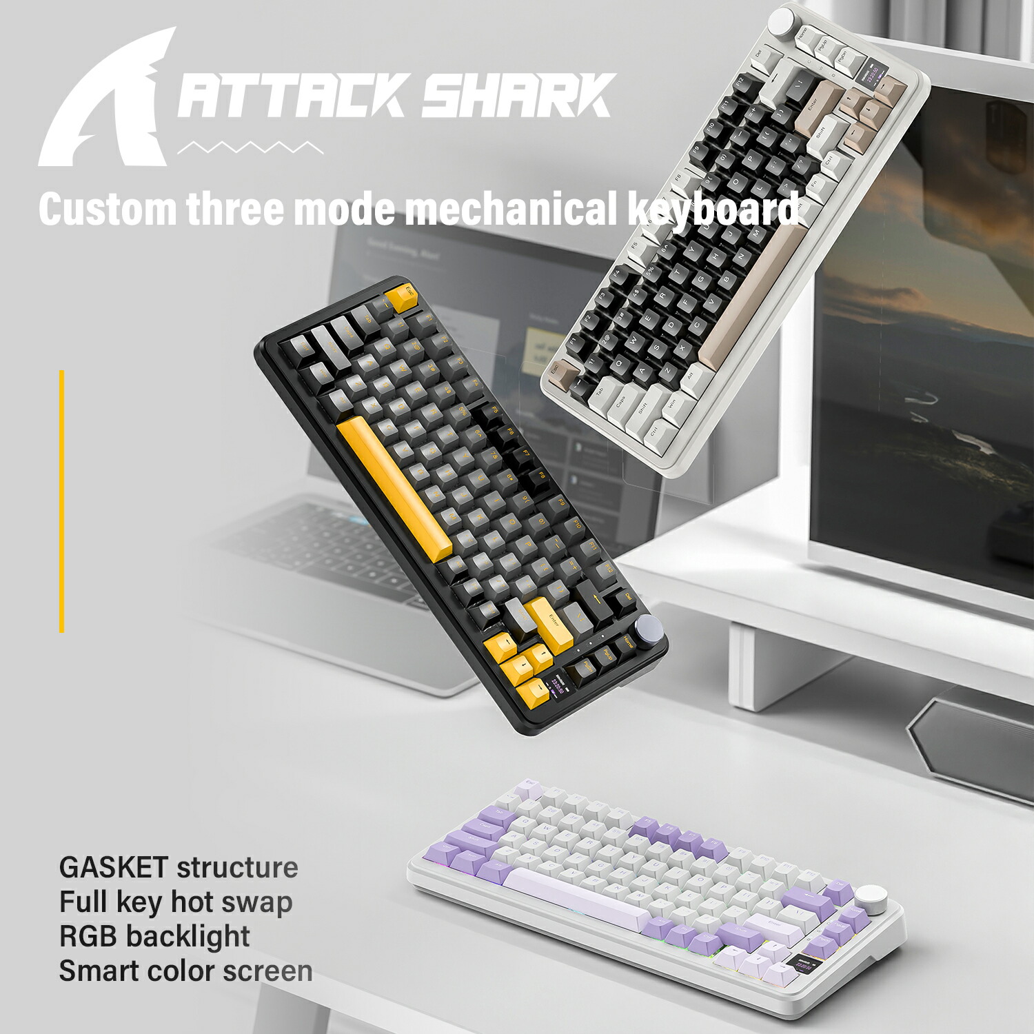 楽天市場】【送料無料！！】ATTACK SHARK X85PRO ゲーミングキーボード