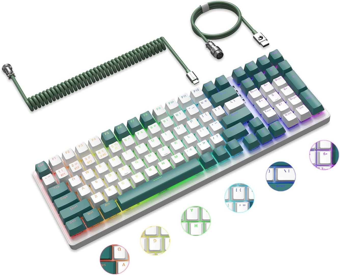 レトロ メカニカル ワイヤレスキーボード Bluetooth バックライト Amazon | タイプライター型 レトロ メカニカルキーボード LED