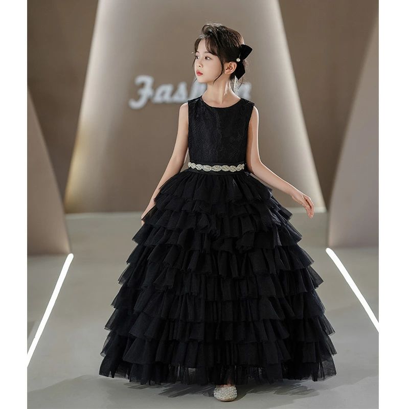 キッズドレス ノースリーブ ロング御召しもの ちびっ子御召しもの チュール 全3色 御嬢さん御召しもの 洋琴告げ知らせる会御召しもの うしろ帯御召しもの 100~160糎 赤ちゃん御召しもの 白いこと 黒いこと 白 好いたらしい 掻きならす会御召しもの 繻子 薄墨色 黒