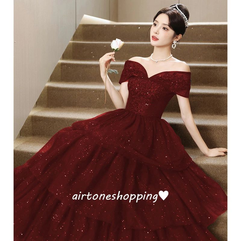 送料無料 結婚式ドレス 二次会ドレス オフショルダー ワイン赤 ロングドレス ゲストドレス 刺?花柄 ワインレッド ビーズ オシャレ 可愛い イブニングドレス 発表会ドレス オフショル パーティードレス ロング Aライン XS S M L XL XXL XXXL｜WORLD TEACH