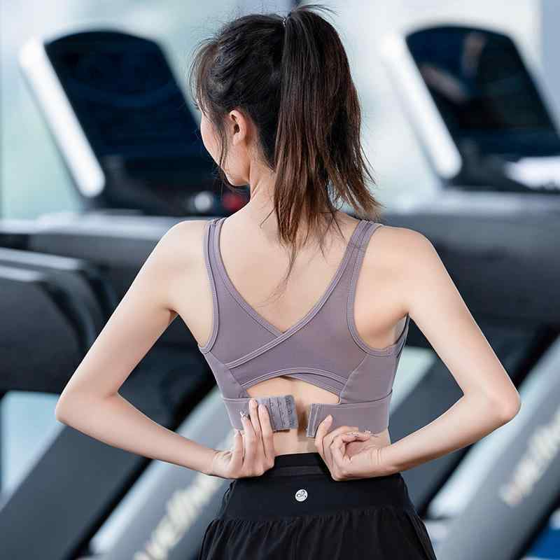 スポーツブラ レディース ヨガ フィットネス 衝撃吸収 高強度 サポート 美背 パッド入り 全カップ 固定 肩紐 ナイロン 伸縮性 紫 ピンク 白